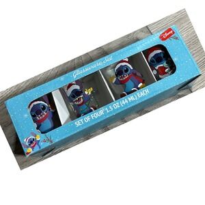 Disney Lilo & Stitch Christmas Mini Glasses 4 pack Set 1.5oz